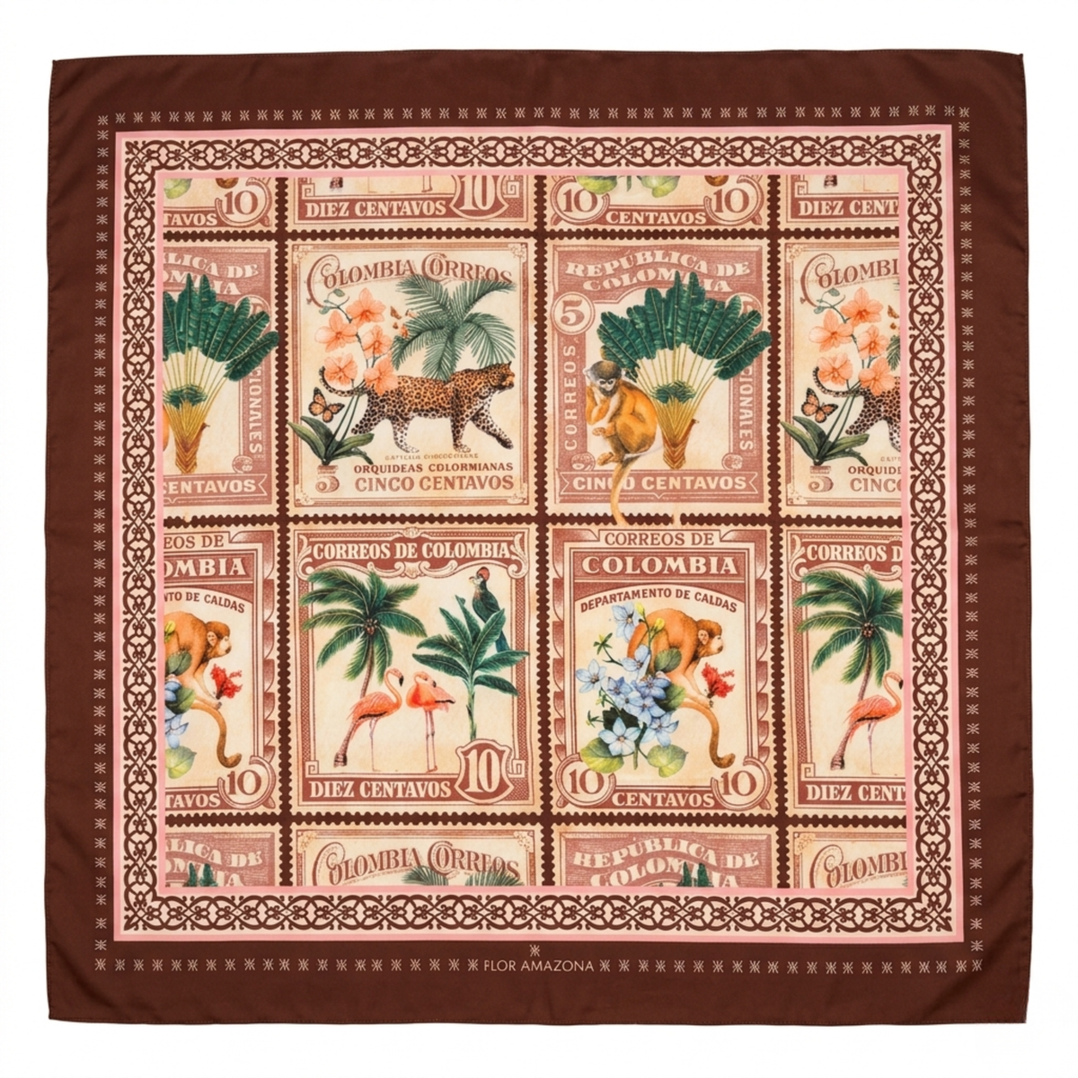 BURGUNDY STAMP SCARF Flor Amazona Colombia