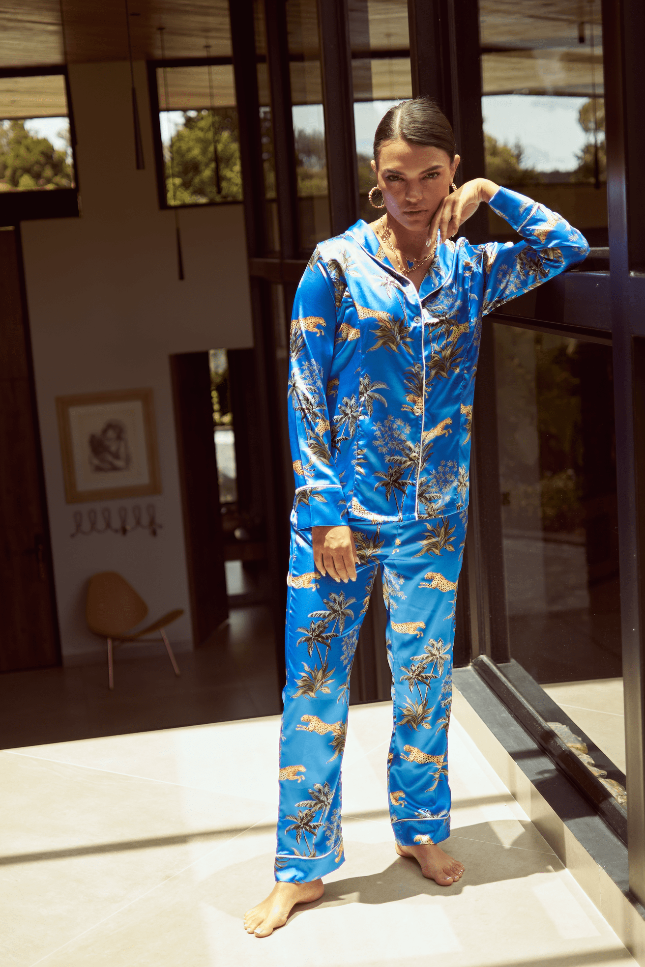 Pj Blue Leopard Pants Flor Amazona Colombia