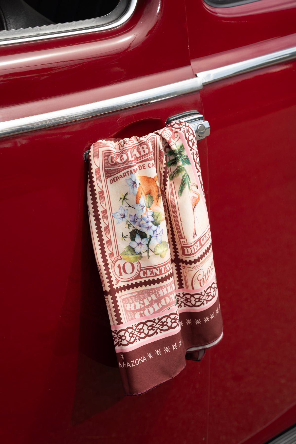 Burgundy Stamps Beach Wrap Flor Amazona Colombia