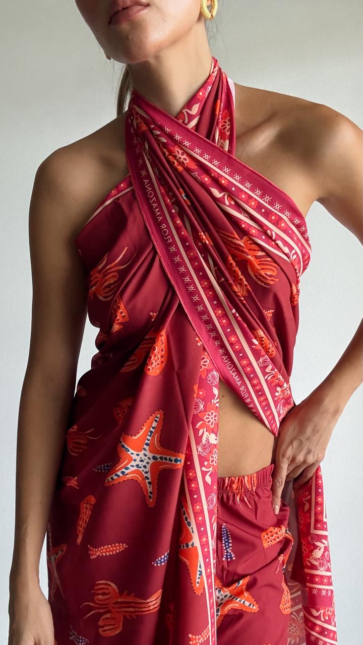 ESTRELLA DE MAR RED BEACH WRAP Flor Amazona Colombia