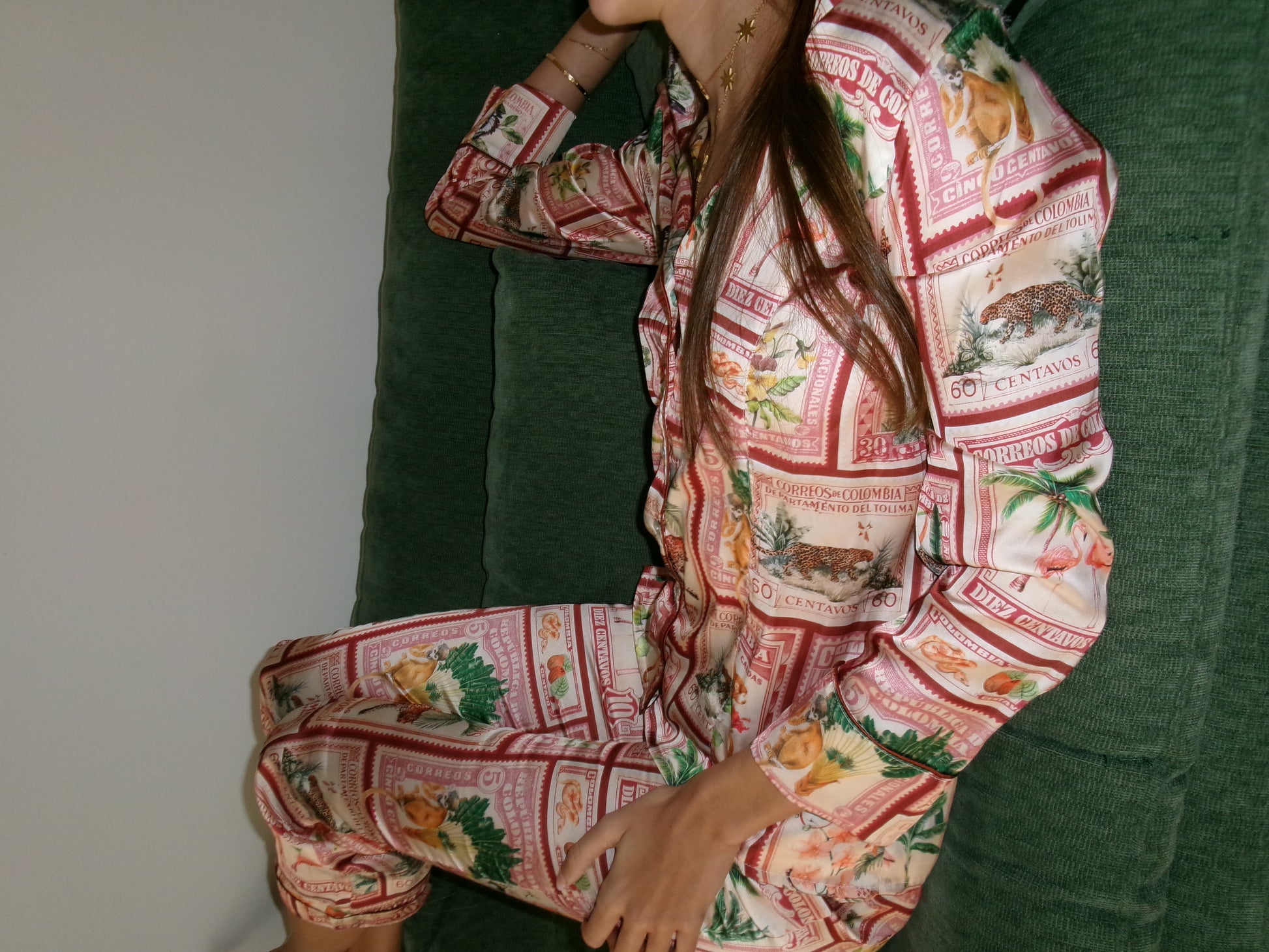 PJ PANTS STAMP BURGUNDY Flor Amazona Colombia