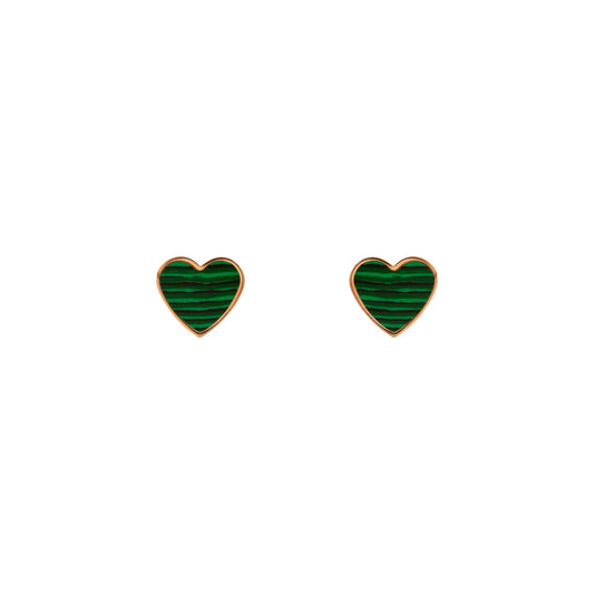 Malachite Heart Earrings