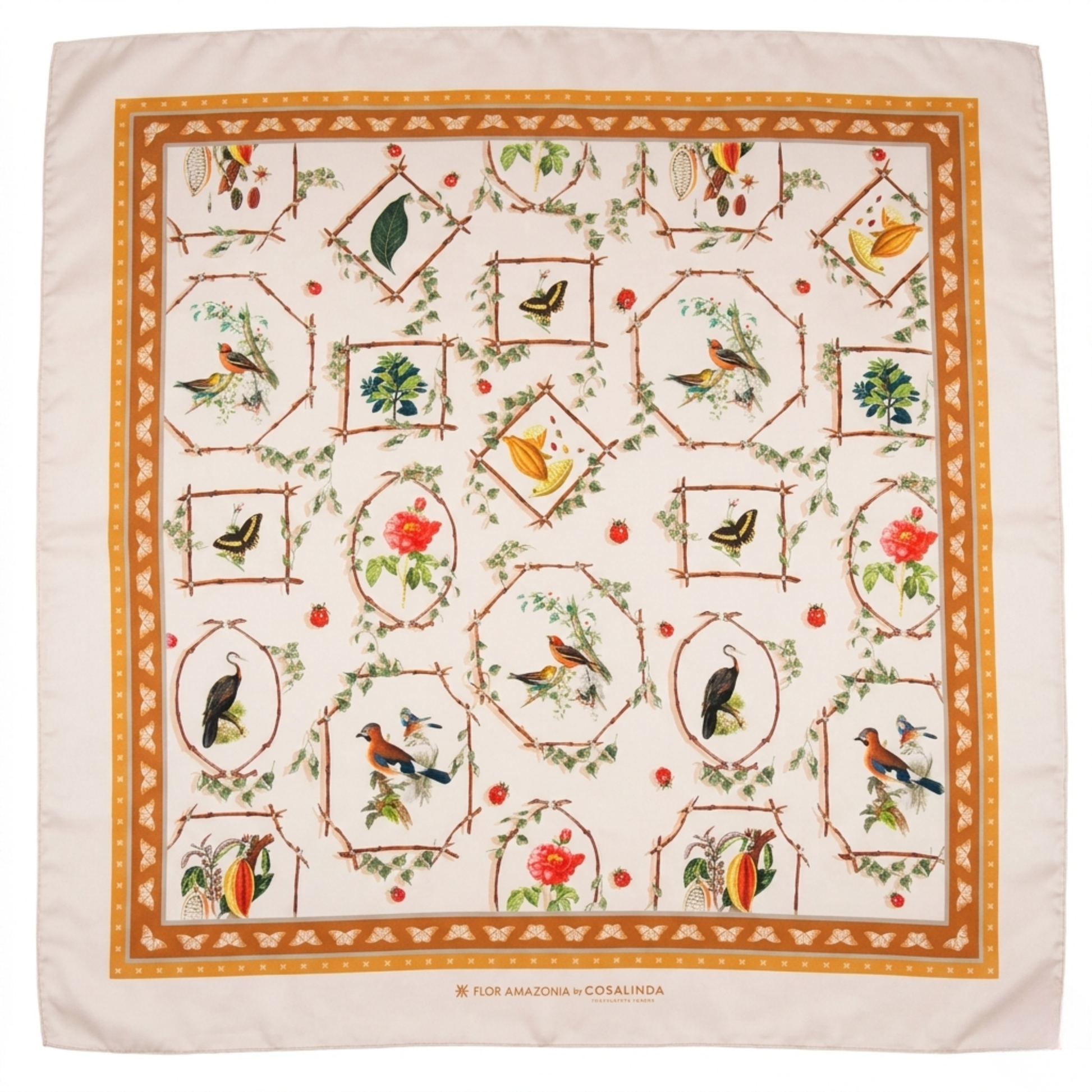 PAJAROS BEIGE SCARF MAXI Flor Amazona Colombia