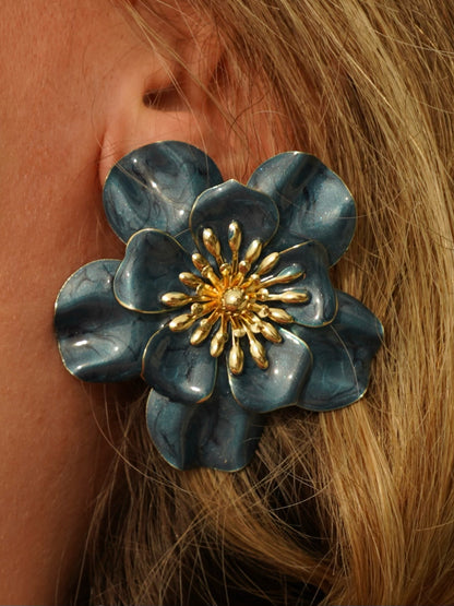 NAVY CATLEYA EARRINGS Flor Amazona Colombia