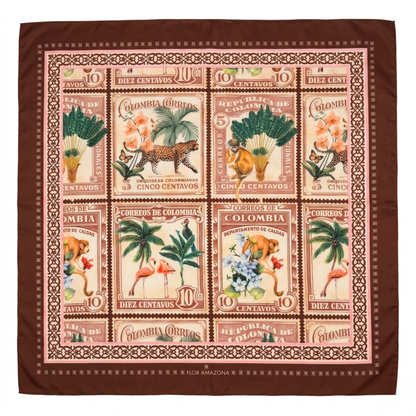 BURGUNDY STAMP SCARF Flor Amazona Colombia