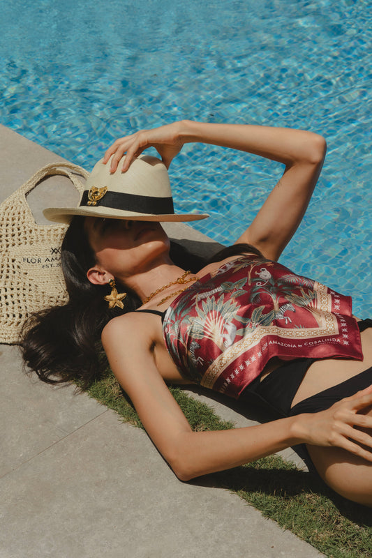 BURGUNDY JUNGLE SCARF Flor Amazona Colombia