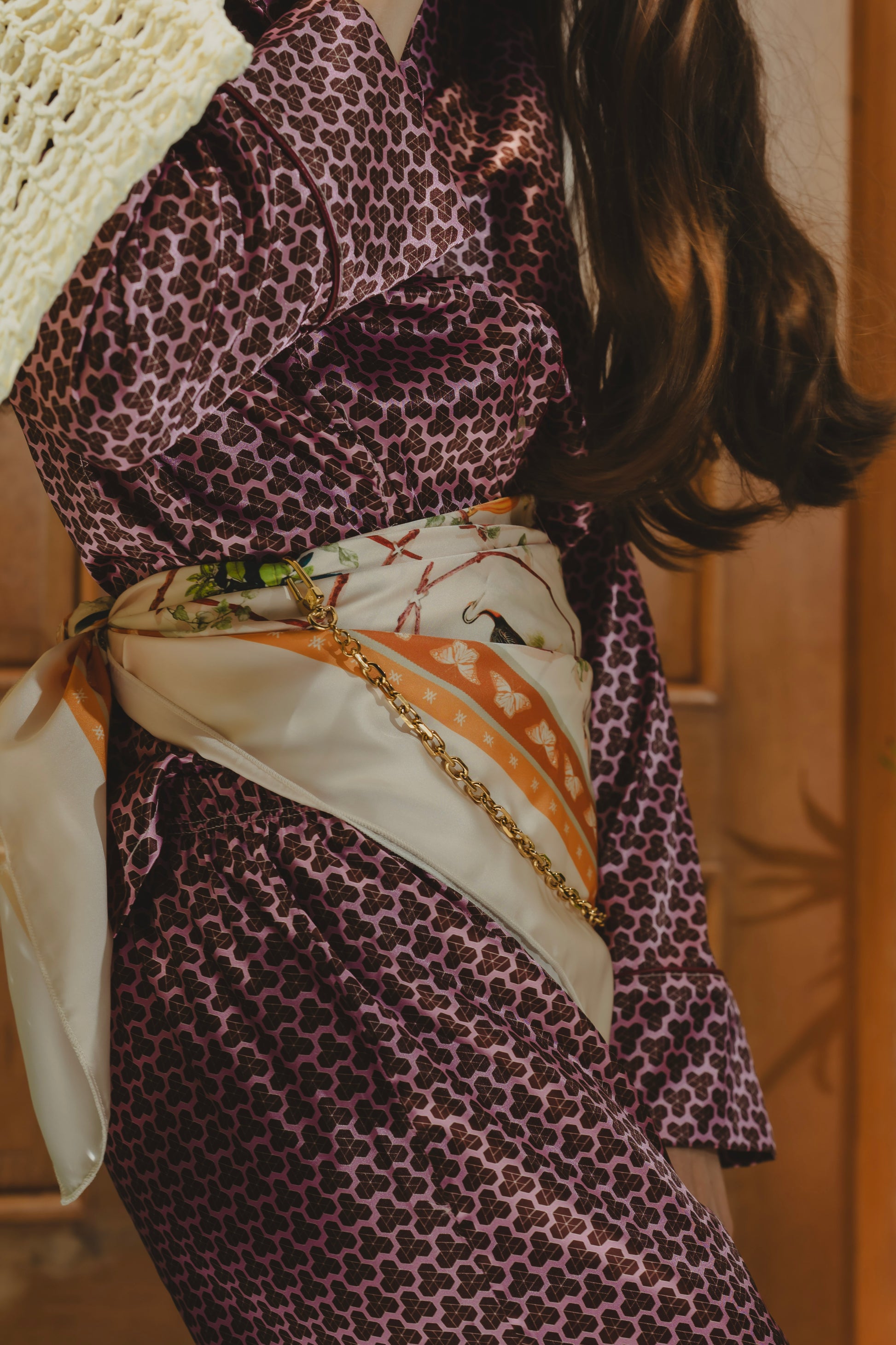 PAJAROS BEIGE SCARF MAXI Flor Amazona Colombia