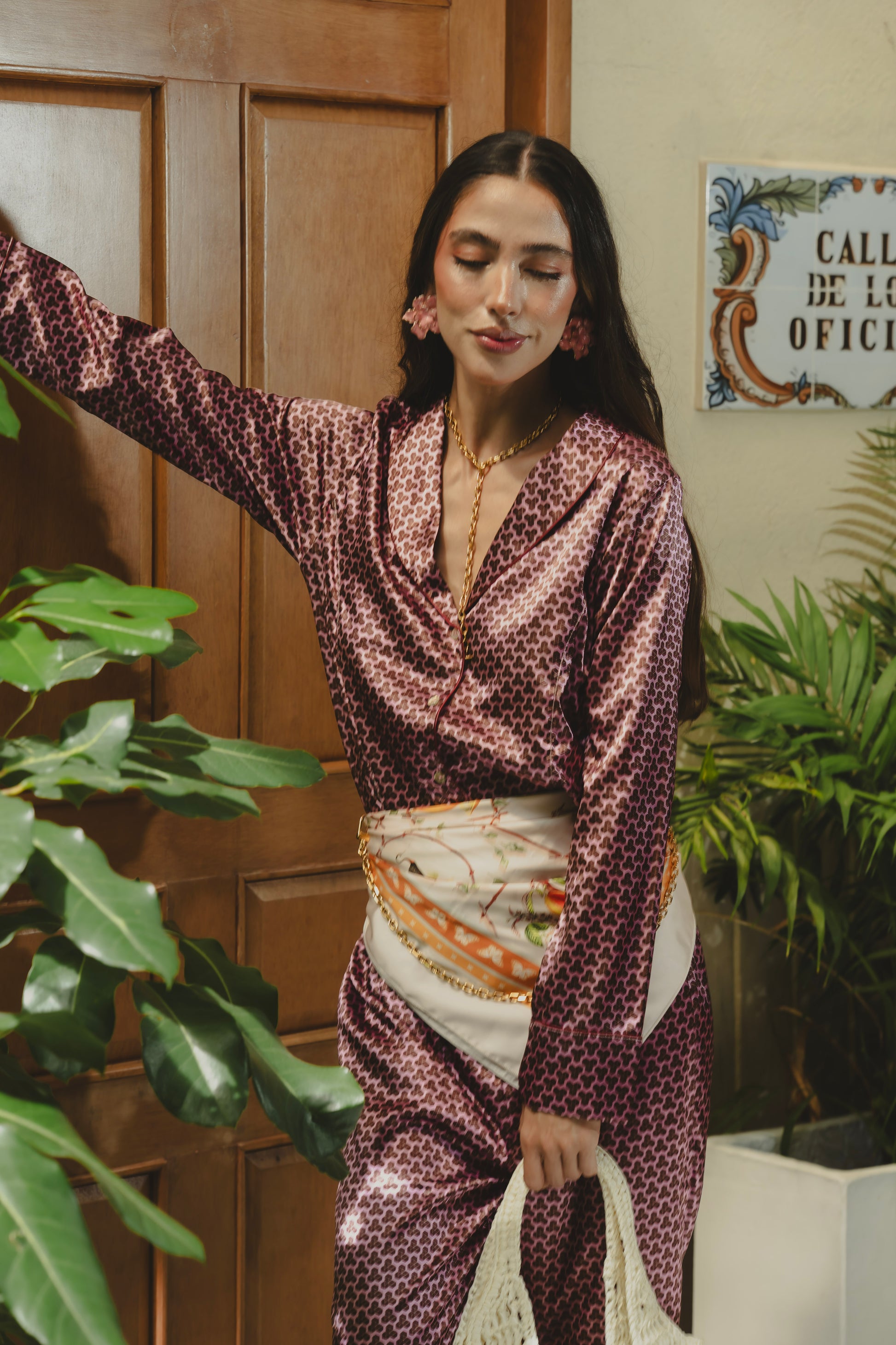 PAJAROS BEIGE SCARF MAXI Flor Amazona Colombia