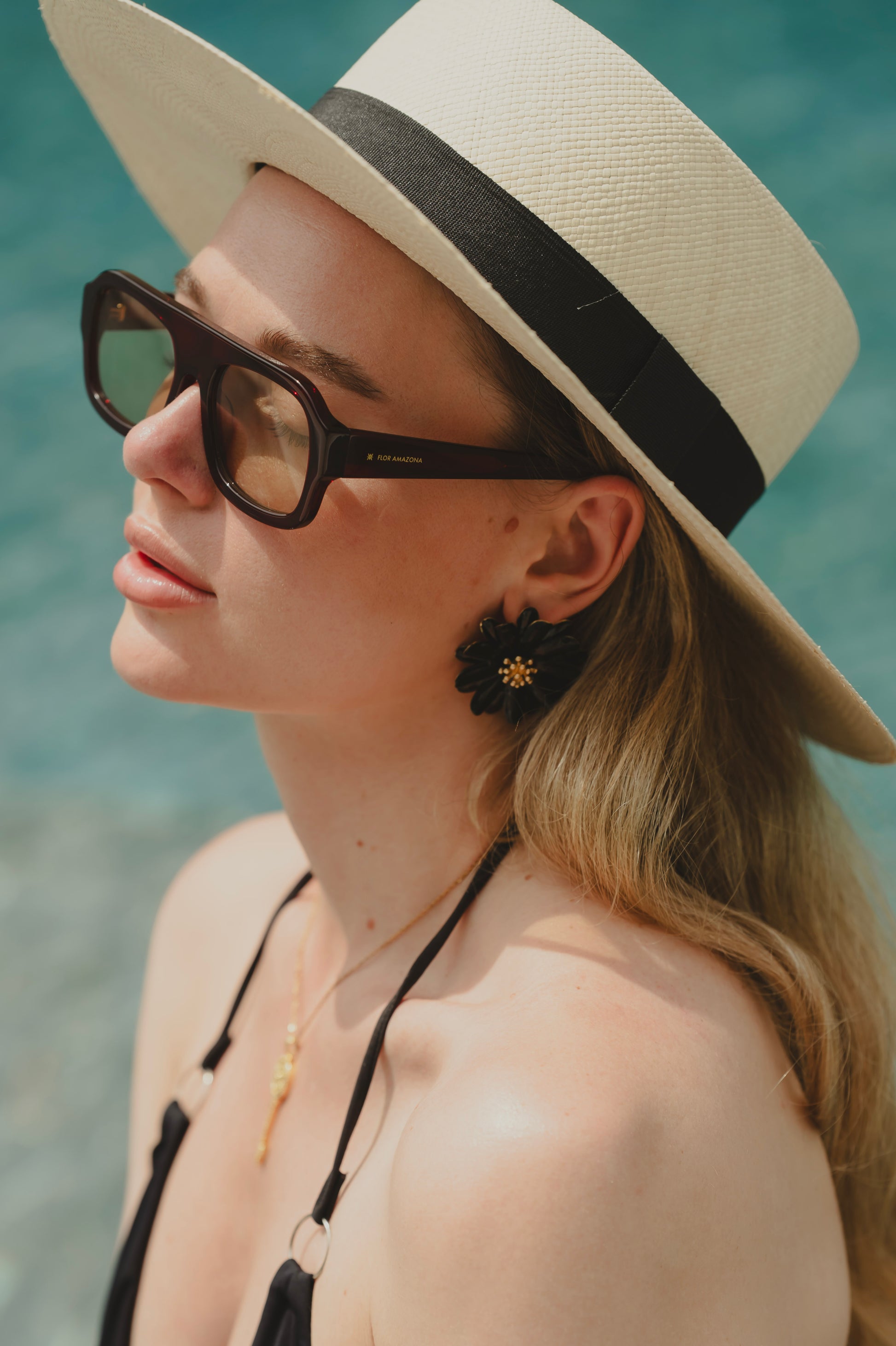 SOMBRERO MARIPOSA BOATER BLACK Flor Amazona Colombia