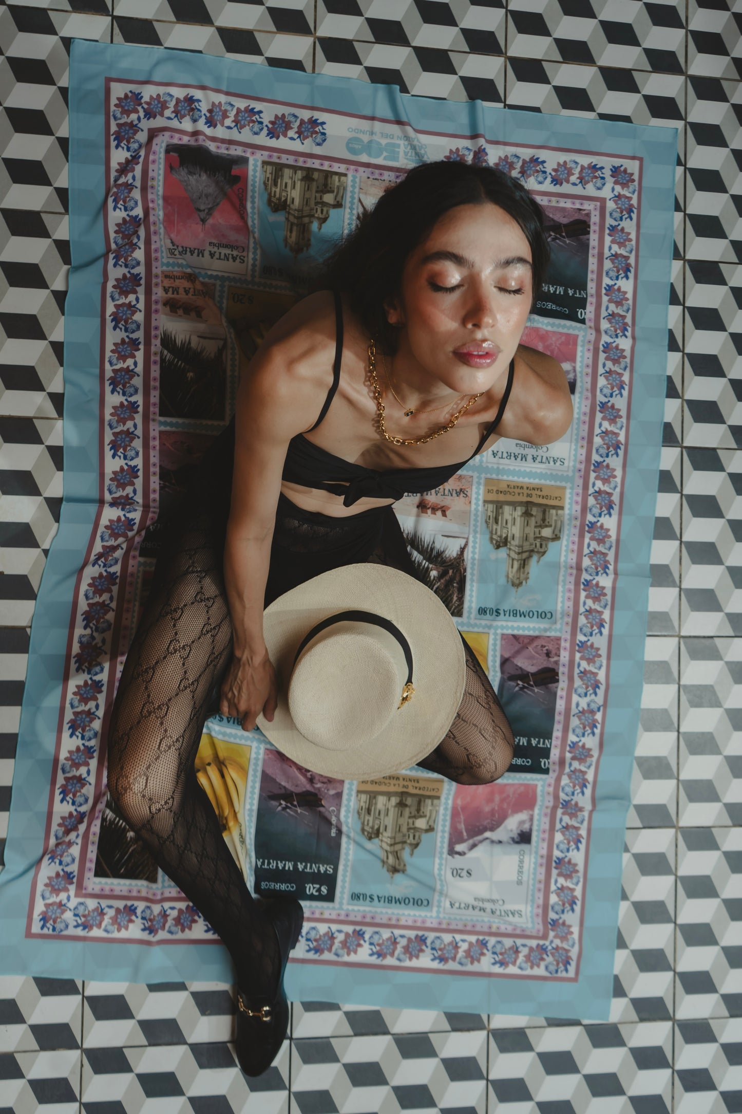 BLUE SANTA MARTA 500 AÑOS BEACH WRAP Flor Amazona Colombia