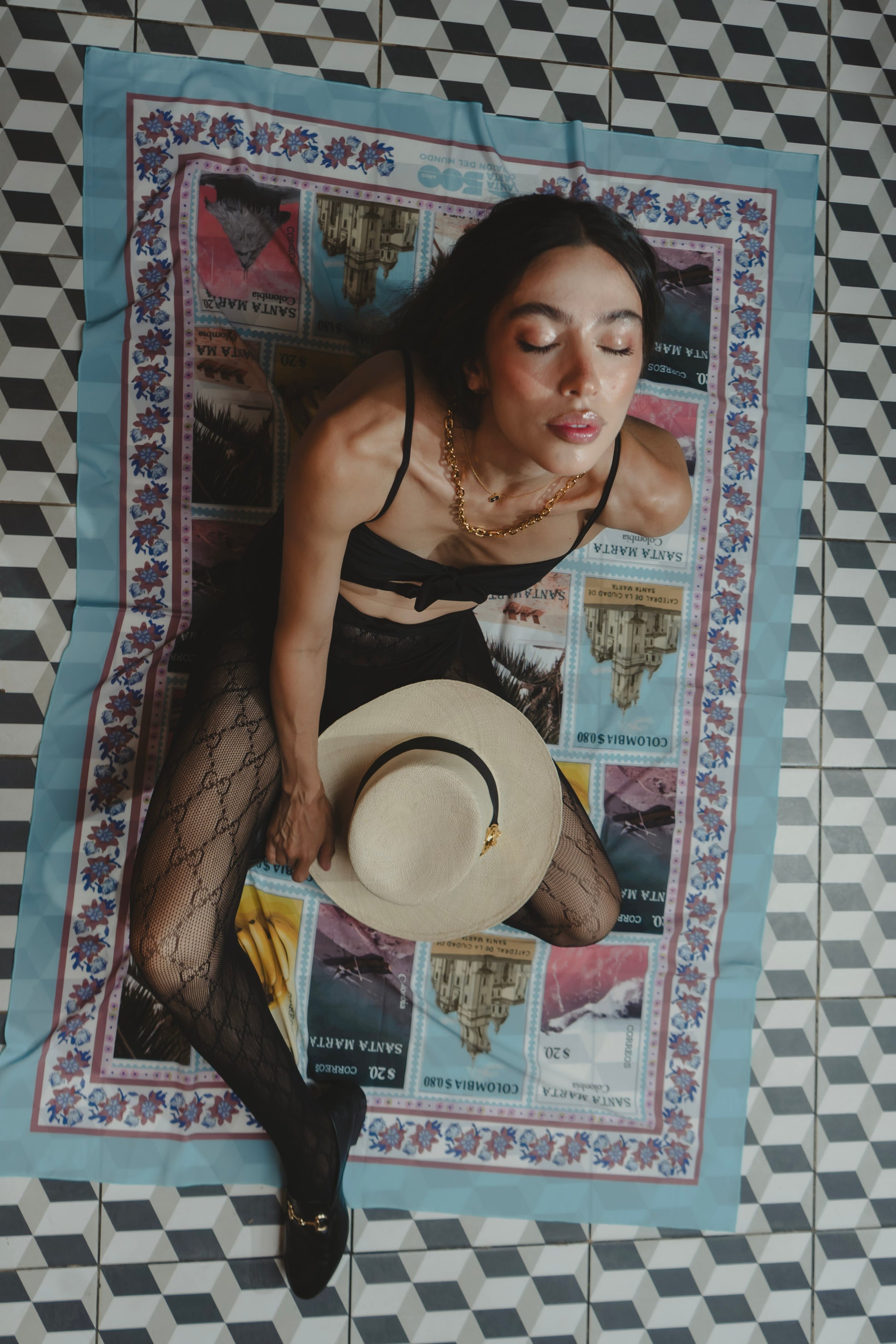 BLUE SANTA MARTA 500 AÑOS BEACH WRAP Flor Amazona Colombia