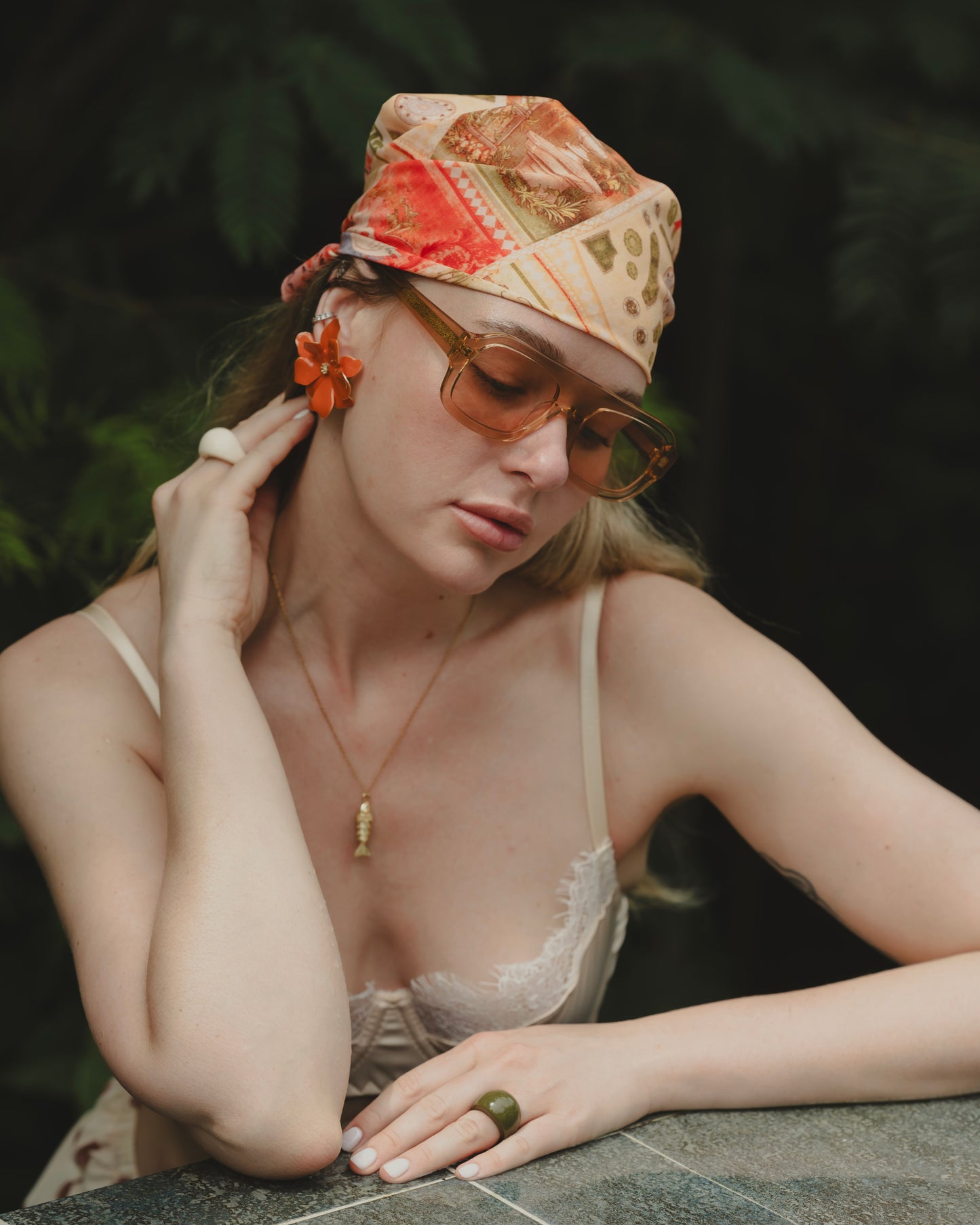 TANGARINE CATLEYA EARRINGS Flor Amazona Colombia