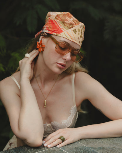 TANGARINE CATLEYA EARRINGS Flor Amazona Colombia
