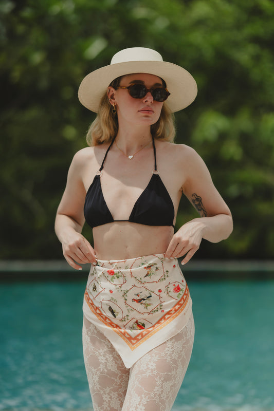 BEIGE PAJAROS SCARF Flor Amazona Colombia