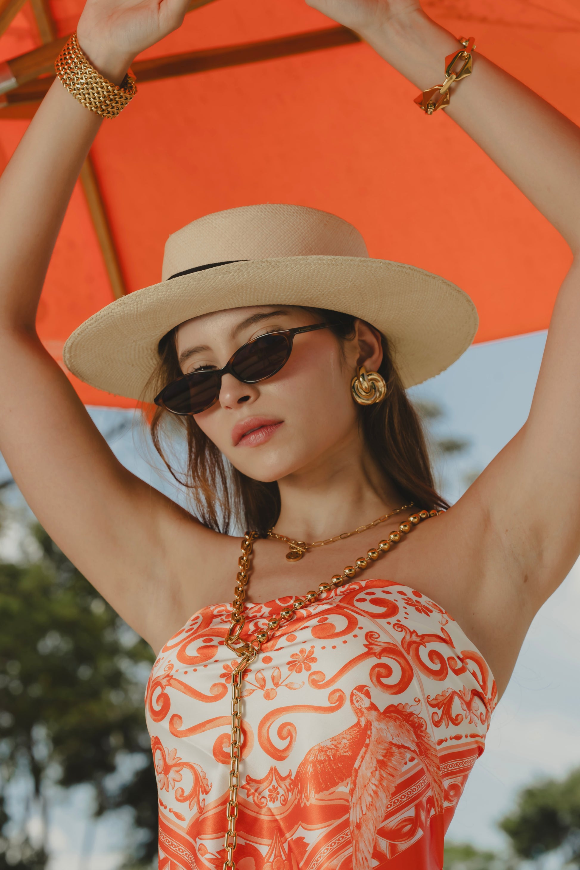 AZULEJOS NARANJA SCARF Flor Amazona Colombia