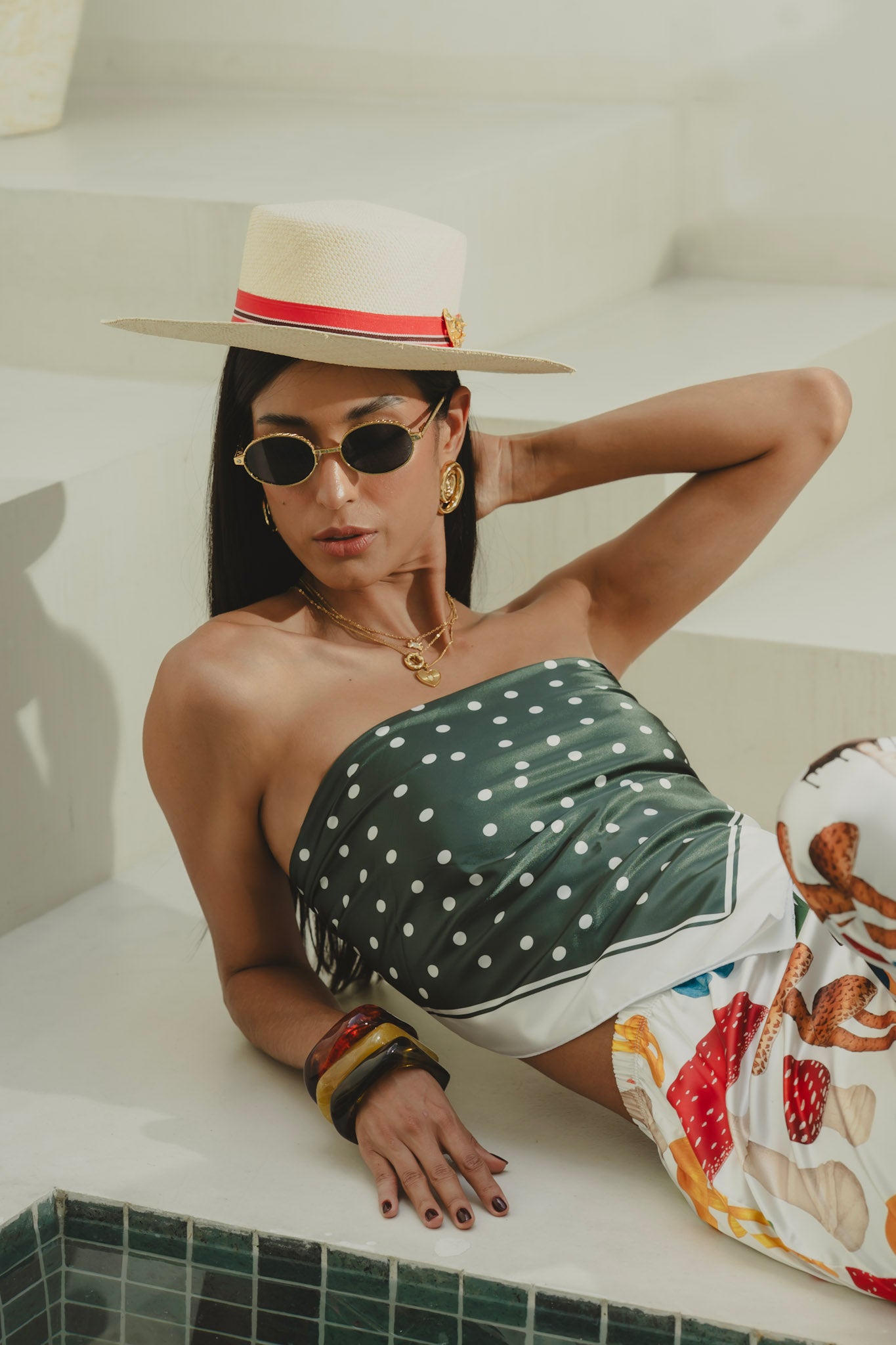 POLKA DOTS OLIVE SCARF Flor Amazona Colombia