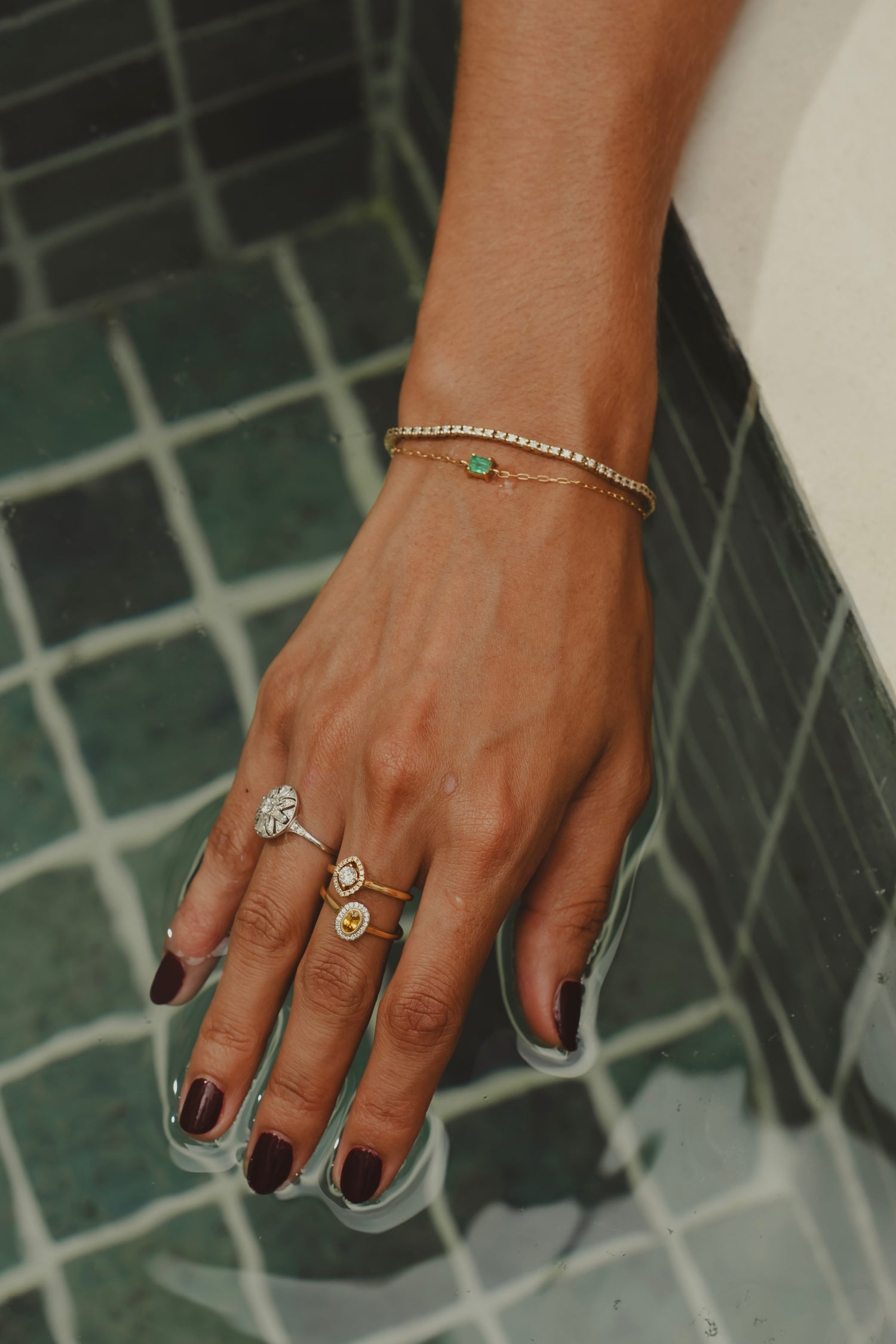 BRACELET ESMERALDA ORO AMARILLO Flor Amazona Colombia