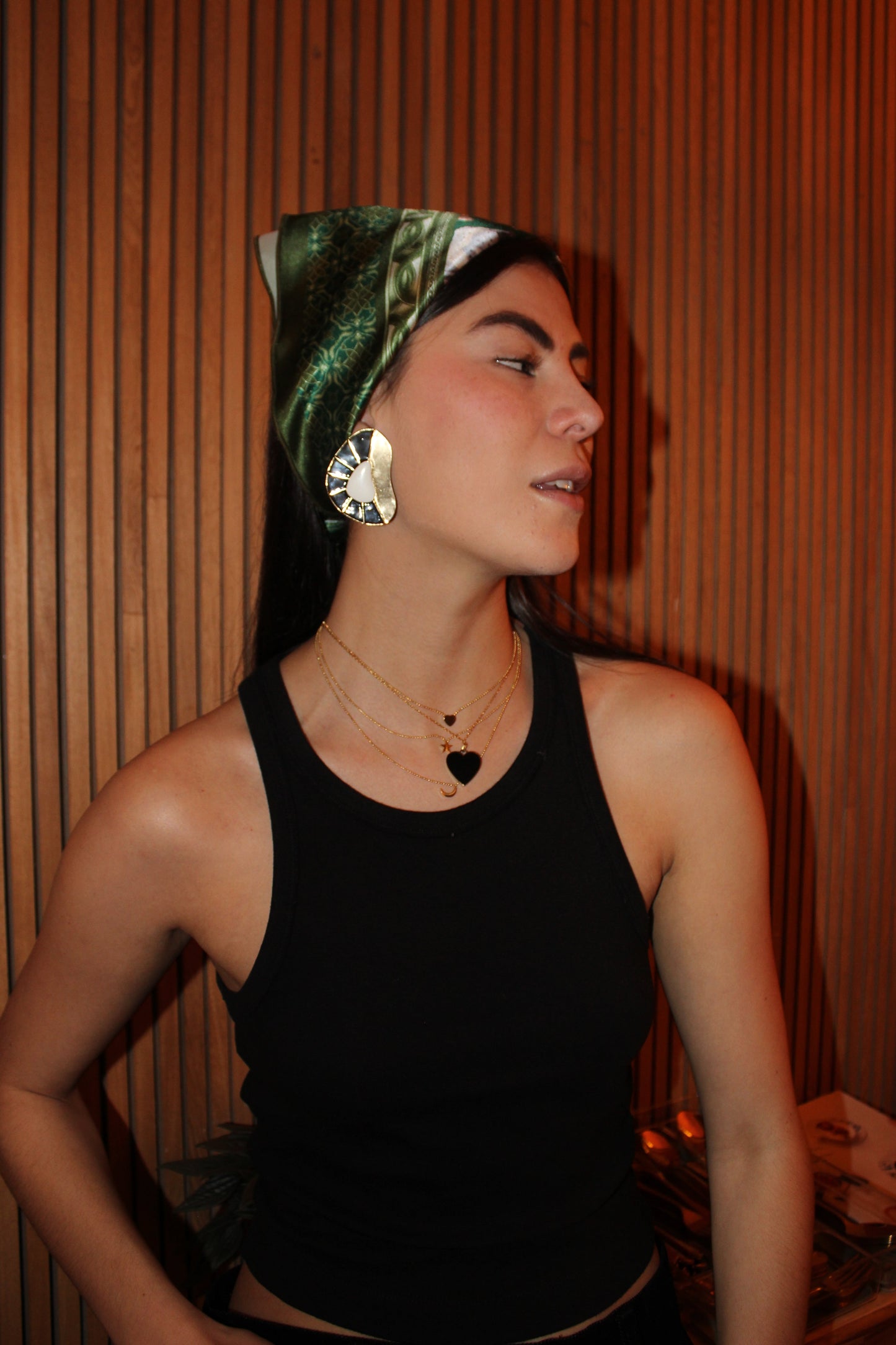 MAXI BLACK HEART NECKLACE Flor Amazona Colombia