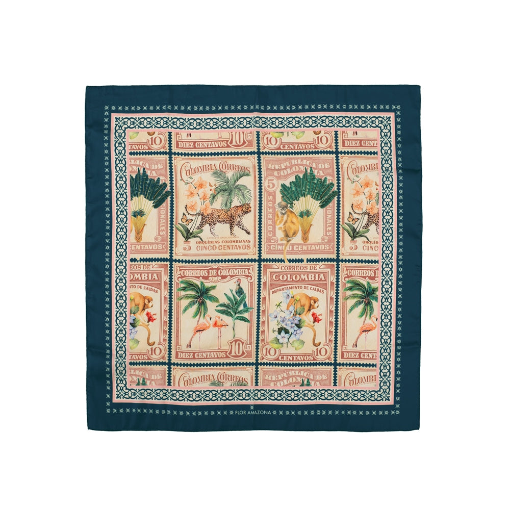 Pañoleta estampillas Blue Flor Amazona Colombia