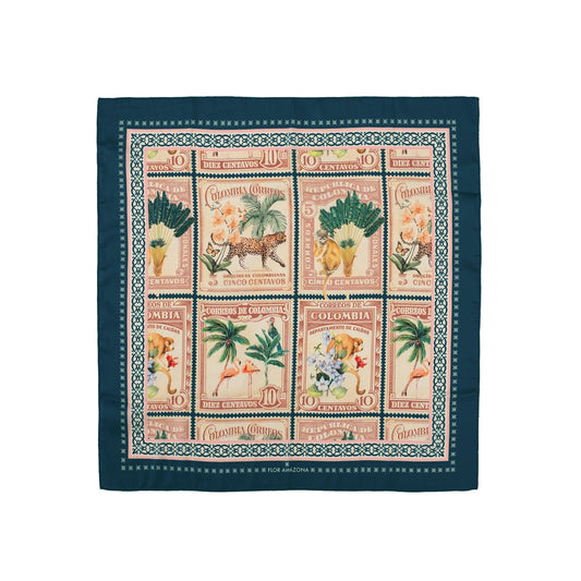 Pañoleta estampillas Blue Flor Amazona Colombia