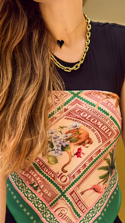 GREEN STAMPS SCARF Flor Amazona Colombia