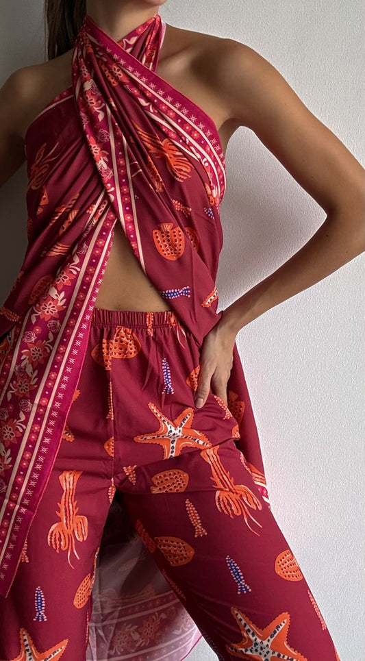 ESTRELLA DE MAR RED BEACH WRAP Flor Amazona Colombia