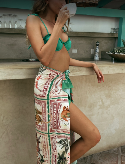 GREEN ESTAMPS BEACH WRAP Flor Amazona Colombia